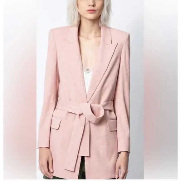 ZADIG & VOLTAIRE Vita Jac Mandala Jacket S 36 Blush Pink Tie Prep Old Money - Picture 2 of 13